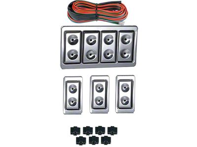 Chevy Power Window Switches, With Wiring, 2 Or 4-Door, 4-Windows, Lighted Billet, 1949-1954