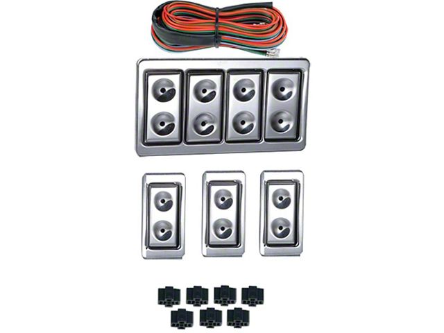 Chevy Power Window Switches, With Wiring, 2 Or 4-Door, 4-Windows, Lighted Billet, 1949-1954