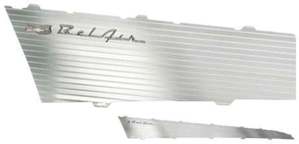 Ecklers Quarter Panel Inserts with Chrome Emblems; Aluminum (1957