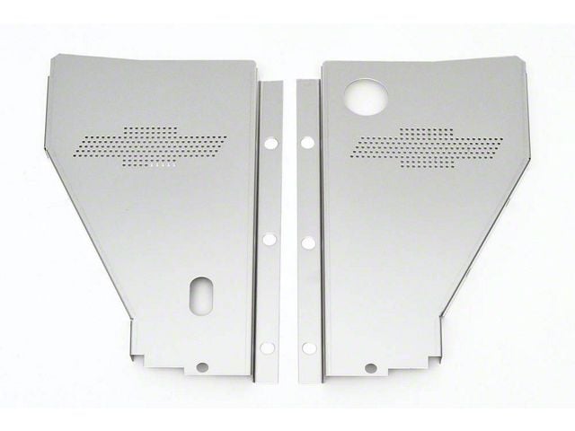 Chevy Radiator Filler Panels, For CCI Tubular Core Support & Cross-Flow Radiator, Stainless Steel, With Bowtie, 1956