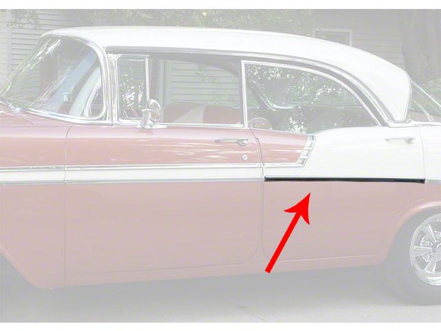 Chevy Rear Door Molding, Bel Air, Left, For 4-Door Hardtop, Show Quality, 1956