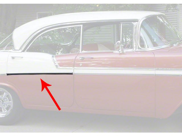 Chevy Rear Door Molding, Bel Air, Right, For 4-Door Hardtop, Show Quality, 1956