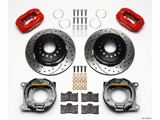 Chevy Rear Parking Brake Kit, Dynalite Pro Series, 12.19 SRP Drilled & Slotted Rotor, 1955-1957