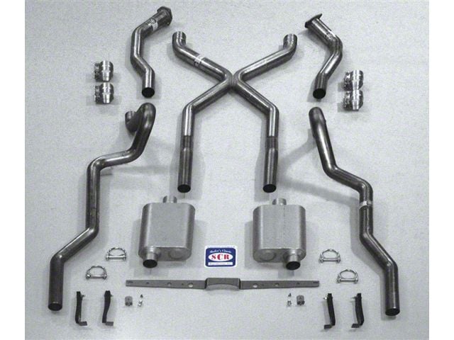 Chevy SCR X Quickflow Performance Dual 2-1/2 Exhaust System, For Use With 3/4 Length Shorty Headers, Aluminized, Small Block, 1955-1957
