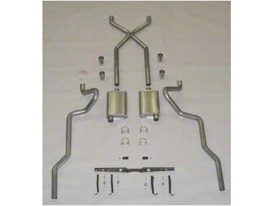 Chevy SCR X Quickflow Performance Dual 2-1/2 Exhaust System, For Use With Headers, Aluminized, Small Block Or Big Block, 1955-1957