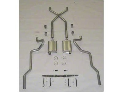 Chevy SCR X Quickflow Performance Dual 2-1/2 Exhaust System, For Use With Headers, With Corner Exit Tailpipes, Stainless Steel, Small Block Or Big Block, 1955-1957