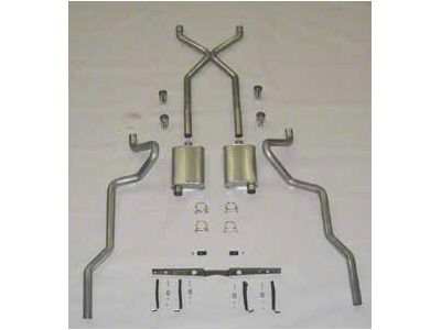 Chevy SCR X Quickflow Performance Dual 2-1/2 Exhaust System, For Use With Headers, Stainless Steel, Small Block Or Big Block, 1955-1957