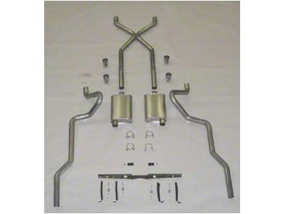 Chevy SCR X Quickflow Performance Dual 2-1/2 Exhaust System, For Use With Headers & Rear Spring Pocket Kit, Stainless Steel, Small Block Or Big Block, 1955-1957