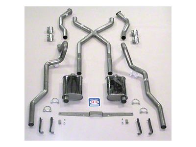 Chevy SCR X Quickflow Dual 2-1/2 Exhaust System, Use With LS1, LS2, LS3 Or LS6 Engine, Aluminized, Non-Wagon, 1955-1957