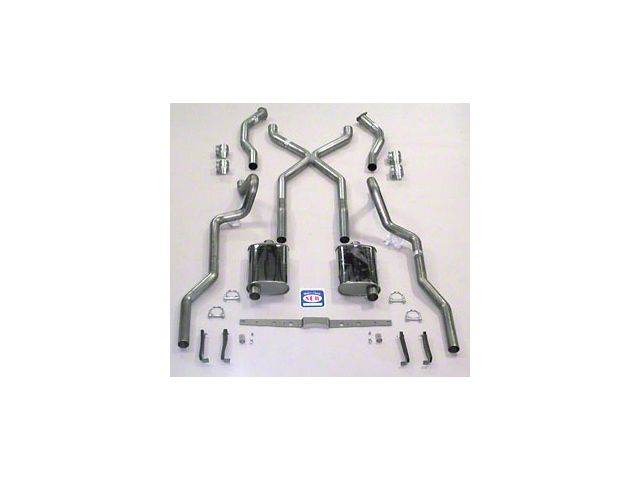 Chevy SCR X Quickflow Dual 2-1/2 Exhaust System, Use With LS1, LS2, LS3 Or LS6 Engine, Stainless Steel, Non-Wagon, 1955-1957