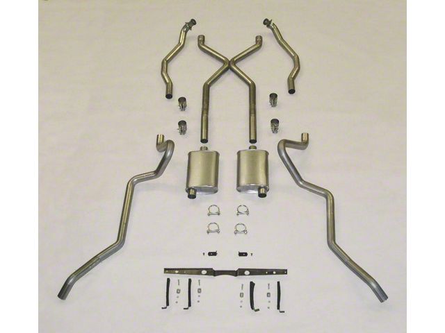 Chevy SCR X Turbo Performance Dual 2-1/2 Exhaust System,For Use With 2-1/2 Rams Horn Exhaust Manifolds, Aluminized, Small Block, 1955-1957
