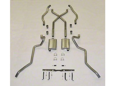 Chevy SCR X Turbo Performance Dual 2-1/2 Exhaust System,For Use With 2-1/2 Rams Horn Exhaust Manifolds, Aluminized, Small Block, 1955-1957
