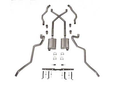 Chevy SCR X Turbo Performance Dual 2-1/2 Exhaust System,For Use With 2-1/2 Rams Horn Exhaust Manifolds, Stainless Steel, Small Block, 1955-1957