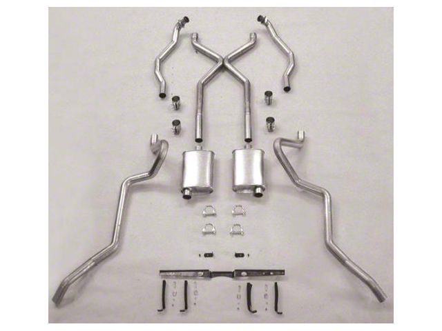 Chevy SCR X Turbo Performance Dual 2-1/2 Exhaust System,For Use With 2 Rams Horn Exhaust Manifolds & Rear Spring Pocket Kit, Aluminized, 1955-1957