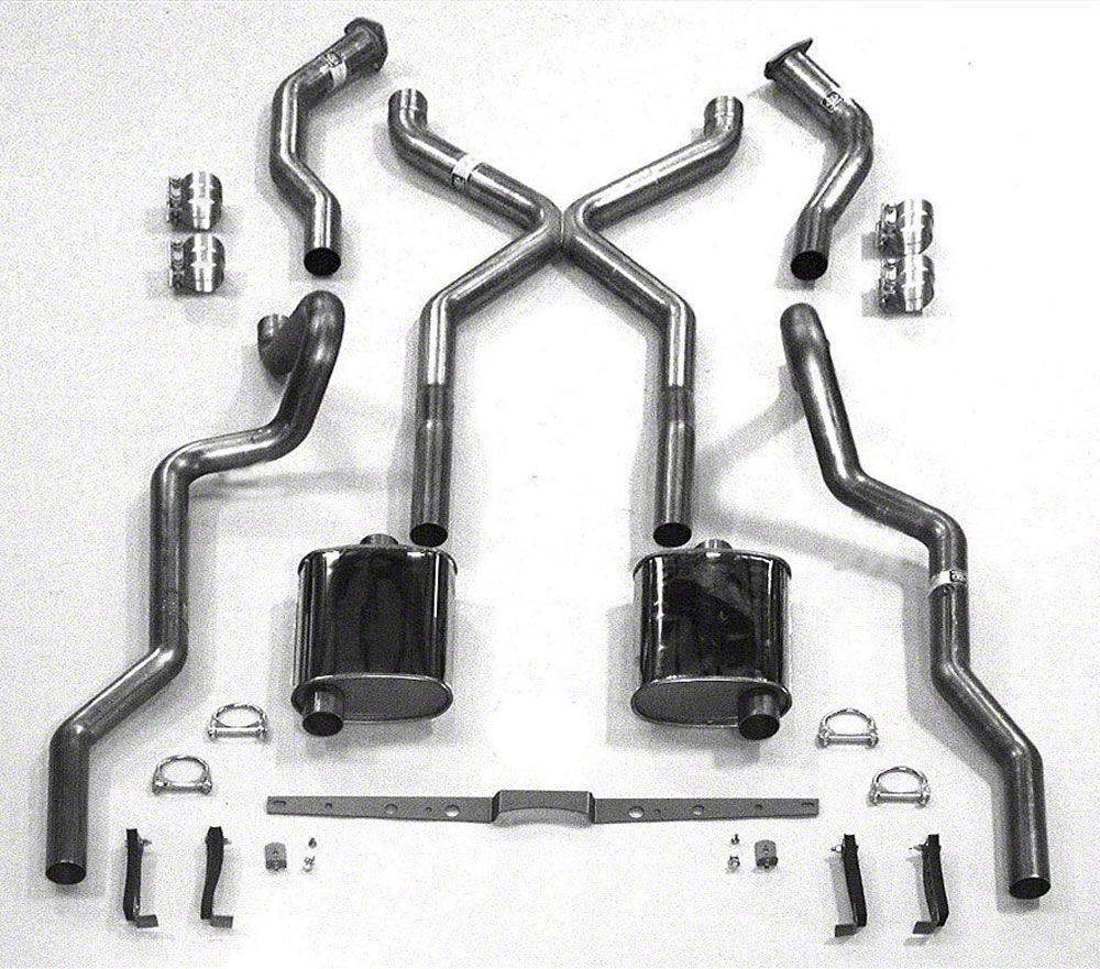 Ecklers Dual Exhaust,w/X,2-1/2 & 3/4 Headers,Turbo,SS,55-57