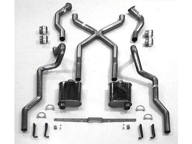 Chevy SCR X Turbo Performance Dual 2-1/2 Exhaust System,For Use With 3/4 Length Shorty Headers, Stainless Steel, Small Block, 1955-1957