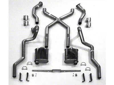 Chevy SCR X Turbo Performance Dual 2-1/2 Exhaust System,For Use With 3/4 Length Shorty Headers & Rear Spring PocketKit, Small Block Stainless Steel, 1955-1957