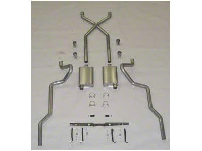 Chevy SCR X Turbo Performance Dual 2-1/2 Exhaust System,For Use With Headers & Rear Spring Pocket Kit, Aluminized, Small Block Or Big Block, 1955-1957