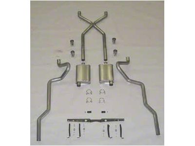 Chevy SCR X Turbo Performance Dual 2-1/2 Exhaust System,For Use With Headers & Rear Spring Pocket Kit, Stainless Steel, Small Block Or Big Block, 1955-1957