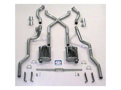 Chevy SCR X Turbo Dual 2-1/2 Exhaust System, Use With LS1, LS2, LS3 Or LS6 Engine, Stainless Steel, Non-Wagon, 1955-1957