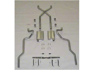 Chevy SCR X Turbo Performance Dual 2-1/2 Exhaust System,For Use With Headers, Stainless Steel, Small Block Or Big Block, 1955-1957