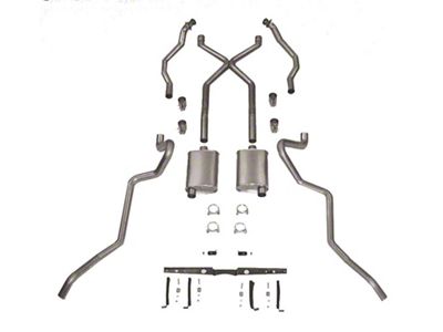 Chevy SCR X Turbo Performance Dual Exhaust System, 2-1/2For Use With 2 Rams Horn Exhaust Manifolds & Rear Pocket Kit, Small Block Stainless Steel, 1955-1957