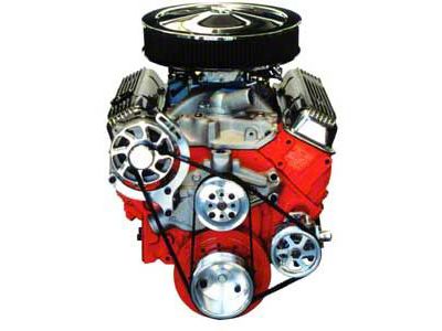 Chevy Serpentine Pulley Kit, With Polished High Brackets, For Cars With Small Block Short Water Pump & Without Air Conditioning, 1955-1957
