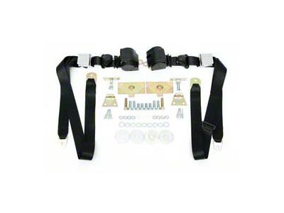 Chevy Shoulder Harness, Seat Belt Kit, 3-Point Retractable,Black, 1955-1957