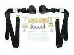 Chevy Shoulder Harness, Seat Belt Kit, 3-Point Retractable,Black, 1955-1957