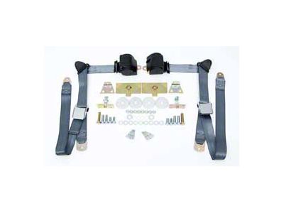 Chevy Shoulder Harness, Seat Belt Kit, 3-Point Retractable,Blue, 1955-1957