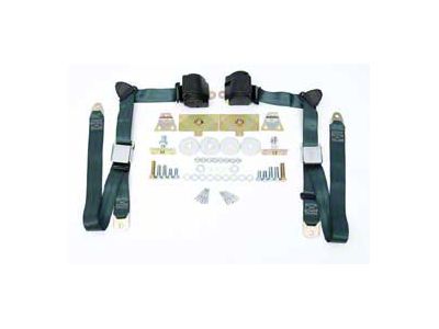 Chevy Shoulder Harness, Seat Belt Kit, 3-Point Retractable,Dark Green, 1955-1957