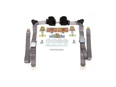 Chevy Shoulder Harness, Seat Belt Kit, 3-Point Retractable,Gray, 1955-1957