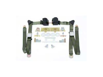 Chevy Shoulder Harness, Seat Belt Kit, 3-Point Retractable,Green, 1955-1957