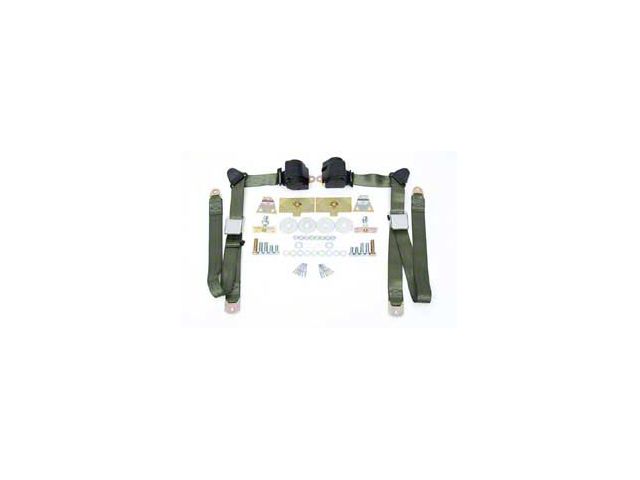 Chevy Shoulder Harness, Seat Belt Kit, 3-Point Retractable,Green, 1955-1957