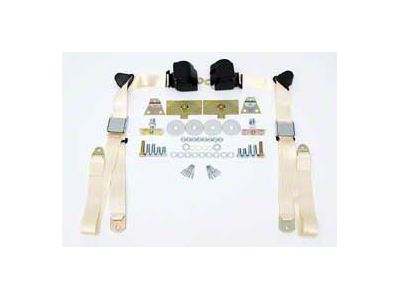 Chevy Shoulder Harness, Seat Belt Kit, 3-Point Retractable,Ivory, 1955-1957