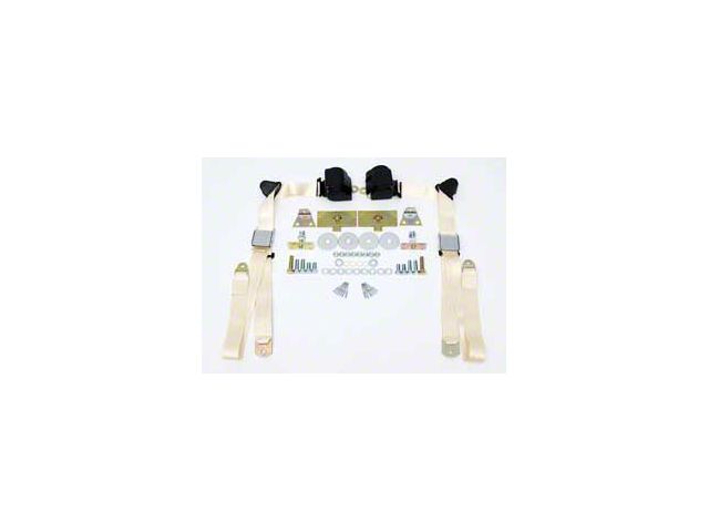 Chevy Shoulder Harness, Seat Belt Kit, 3-Point Retractable,Ivory, 1955-1957