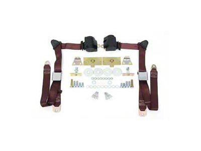 Chevy Shoulder Harness, Seat Belt Kit, 3-Point Retractable,Maroon, 1955-1957