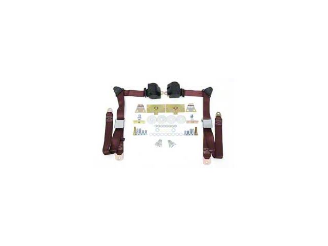 Chevy Shoulder Harness, Seat Belt Kit, 3-Point Retractable,Maroon, 1955-1957