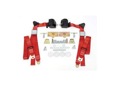 Chevy Shoulder Harness, Seat Belt Kit, 3-Point Retractable,Red, 1955-1957