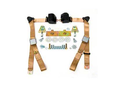 Chevy Shoulder Harness, Seat Belt Kit, 3-Point Retractable,Tan, 1955-1957