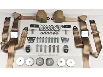 Chevy Shoulder Harness, Seat Belt Kit, 3-Point Retractable,Tan, 1955-1957