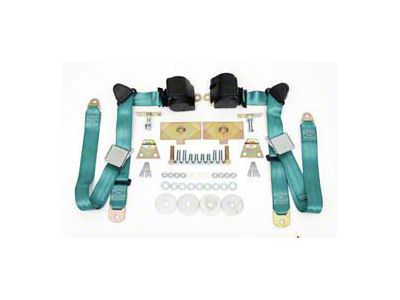 Chevy Shoulder Harness, Seat Belt Kit, 3-Point Retractable,Turquoise, 1955-1957