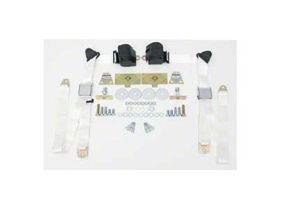 Chevy Shoulder Harness, Seat Belt Kit, 3-Point Retractable,White, 1955-1957