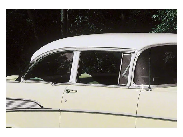 Chevy Side Glass Set, Installed In Lower Channels, Smoke Tinted, 2-Door Sedan, 1955-1957