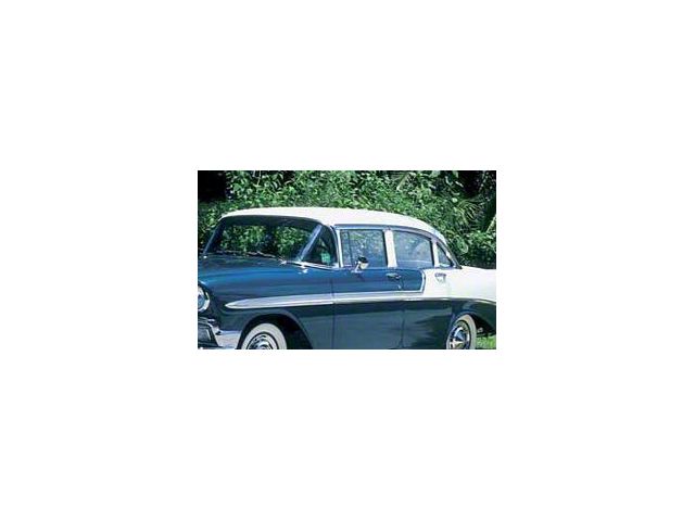 Chevy Side Glass Set, Installed In Lower Channels, Tinted, 4-Door Sedan, 1955-1957