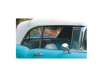 Chevy Side Glass Set Installed With Frames, Clear, Convertible, 1955-1957 (Bel Air Convertible)