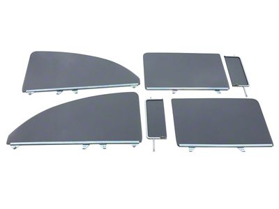 Chevy Side Glass Set, Installed With Frames, Smoke Tinted, 2-Door Sedan, 1955-1957