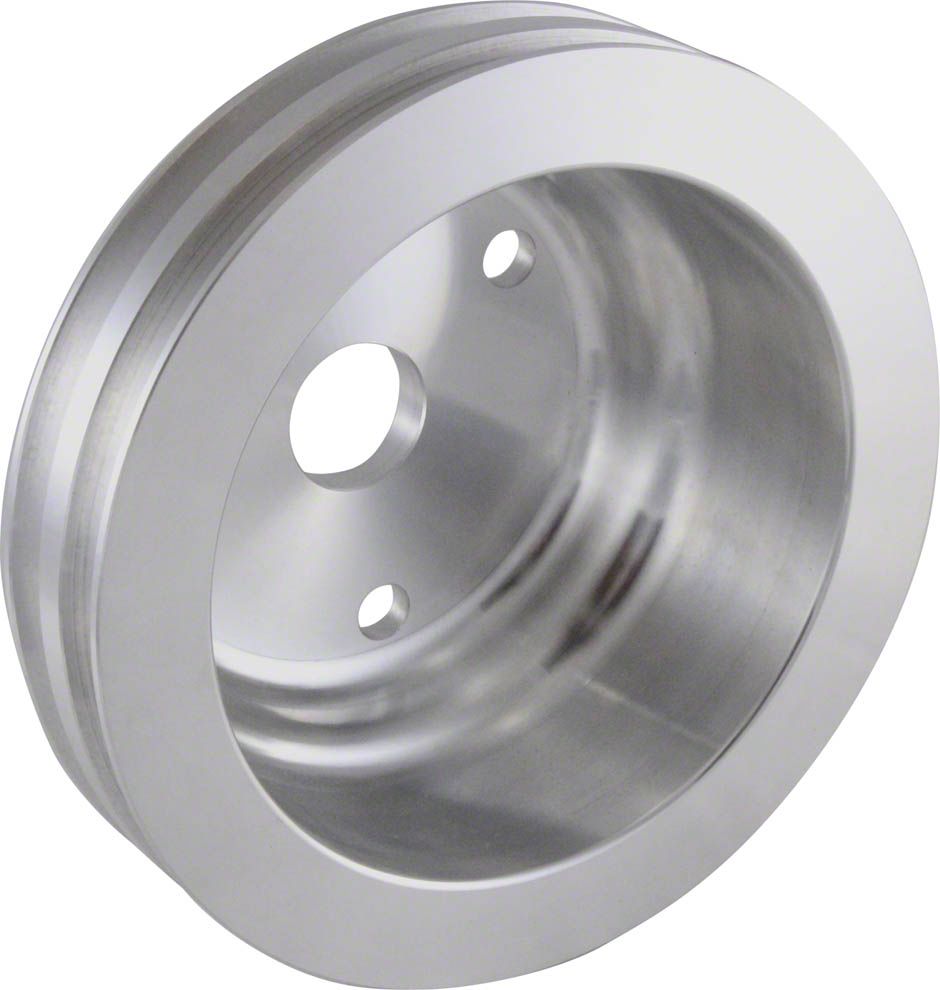 thumbnail image 2 of Aluminum Water Pump & Crankshaft Pulley Kit For SBC Chevy Long Water Pump - 1/2 Groove - Polished 2 of 5