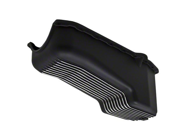 Chevy Small Block Black Aluminum Stock Capacity Oil Pan, Retro Finned