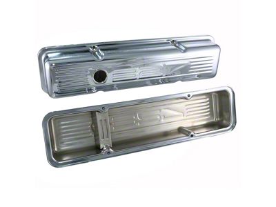 Chevy Small Block Chrome Valve Covers With 327 Logo, Short,1958-1986